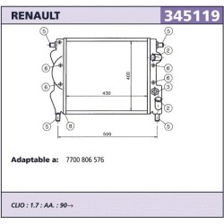 Radiador refrigeracion Renault Clio I