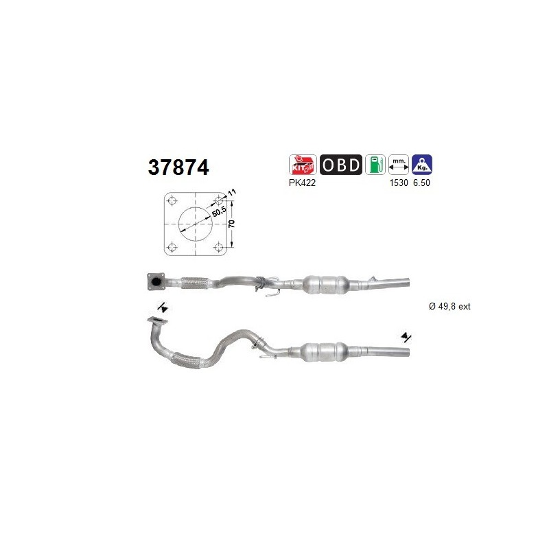 Catalizador para Seat Leon, Seat Toledo y Volkswagen Golf